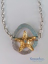 Collar eslabones plateada con estrella de mar natural