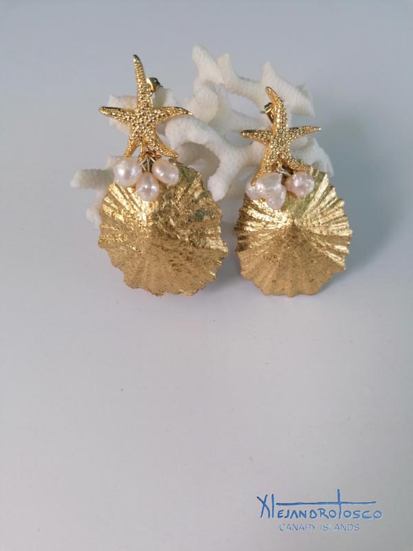 Pendientes lapa pan de oro