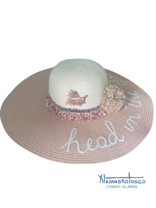 Sombrero pamela rosa pez cuero