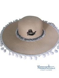 [AT-A-XXX122] Sombrero pamela blanco pez cuero
